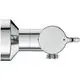 Brausethermostat aus Chrom von Ideal Standard, mit einem runden Kopf und Anschluss für Wasserleitungen, dargestellt aus der Seite.